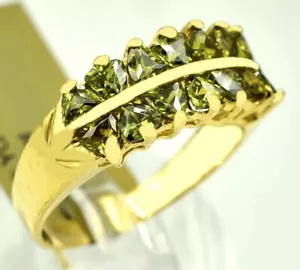 LAB CREATED 2.66 Cts PERIDOT RING 10K SOLID YELLOW GOLD - New With Tag - Picture 1 of 5