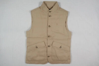 Polo Ralph Lauren Vest Jacket Tan Beige Herringbone Kendal Gilet Linen NWT - Image 1 of 4