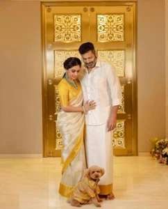 Blusa sari de seda nupcial de diseñador Sari Bollywood ropa de fiesta del sur de la India sari  - Imagen 1 de 8