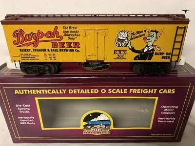 MTH PREMIER BURP ‘O’ BEER 36’ WOOD SIDE REEFER CAR! O SCALE MILWAUKEE - Image 1 of 2