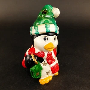 Christmas Penguin Tea Light Candle Holder Star Pattern 6" Tall - Picture 1 of 7