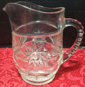 Clear Glass Pitcher Anchor Hocking Star of David EAPC Vintage Small 5 1/2" GVC - Picture 1 of 5