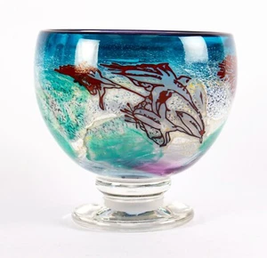 Jonathan Harris Versuch Gralglas Sockel Schüssel Vase mit Blumendesign - Bild 1 von 6