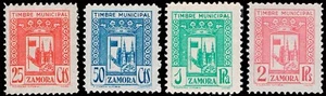 Zamora - Guerra Civil -Emisión Local Nacional Zamora - ** S/Cat 4 valores Timbre - Imagen 1 de 1
