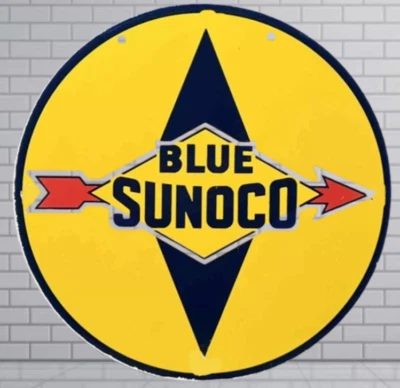 Sunoco Oil Rare Porcelain Enamal Heavy Metal 30  inches Double Side - Image 1 of 2
