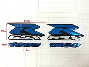 Raised 3D Emblem For GSX-R GSXR1000 Chrome Blue Streak Tank Decal Sticker Bling - Picture 1 of 3
