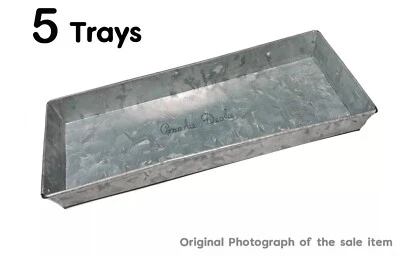 Set of 5 pcs, Galvanised Rectangular Metal Trays for Planting and Storage uses - Image 1 of 4