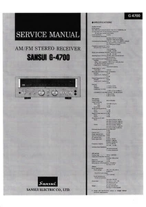 Service Manual Instructions for Sansui G-4700 - Picture 1 of 1