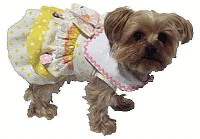 ROCK 'N' POOCHES DOG APPAREL Dog Apparel Clothes Yellow Polka Dot Dress Sizes XXSmall XSmall Small