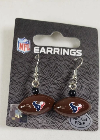 Houston Texans Team Logo Dangle Football Pierced Earrings Cover
