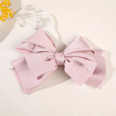 Oversize Women Bow Hair Clip Bowknot Ribbon Hairpin Large Stain Bows Barrettes ↷ - Image 1 of 4
