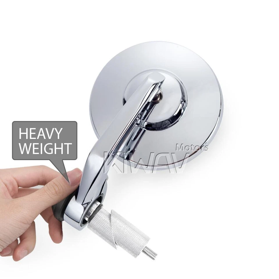 Espejos retrovisores de extremo de barra de peso pesado BOB redondo cromo vástago corto para Harley 96-17 Dyna Foto 1 de 4