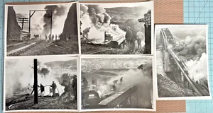 Vtg- Great Northern Rock Island Bridge Fire Pictures Over Columbia River - 5 Pic - Picture 1 of 8