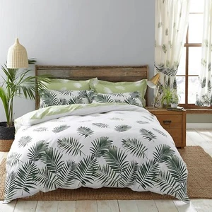 Charlotte Thomas Fern Design Reversible Duvet Cover Set / Curtains White & Green - Picture 1 of 10