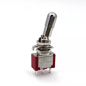 SH T8013-LKB 3Pin ON-ON Round Top Locking Lever SPDT Panel Mini Toggle Switch  - Picture 1 of 5