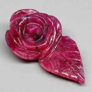 GORGEOUS! 33.30ct.Top Rose Carving Natural Unheated Red with Green Ruby Zoisite. - Picture 1 of 4
