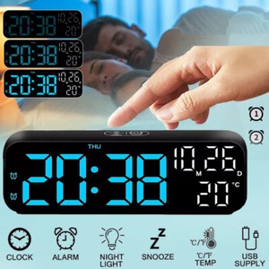 Alarm Clock Led Display Digital Mirror Alarm Clock Battery/Plug-In Alarm Clock - Picture 1 of 12