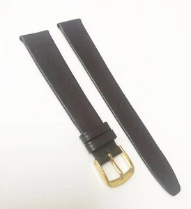 Time Fashion Original Genuine Calf Brown Leather 16mm Gold Buckle Watch Band - Picture 1 of 3