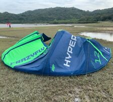 Used 2019 CrazyFly Hyper 12M Green Kite Kitesurfing With Sick bar Kiteboarding