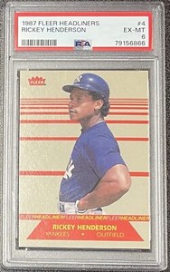 1987 Fleer HOF Rickey Henderson Headliners #4 of 6 - PSA 6