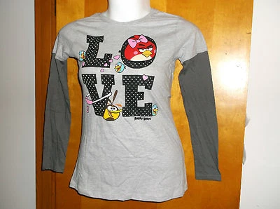 СОВЕРШЕННО новый женский "Angry Birds" L/S серый верх с сердитые птицы дизайн - Изображение 1 из 3