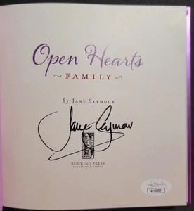 JANE SEYMOUR AUTOGRAPHED SIGNED OPEN HEARTS FAMILY BOOK JSA COA AMERICAN ACTRESS - Picture 1 of 4