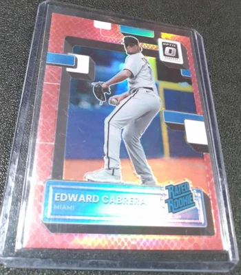 2022 Panini Donruss Optic Red Dragon Prizm Rookie Card Edward Cabrera #'ed 07/99 - Image 1 of 2