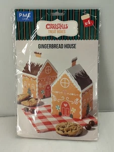 Pack of 4 Gingerbread House Favor Treat Boxes Christmas Holiday Party Supplies - Picture 1 of 10