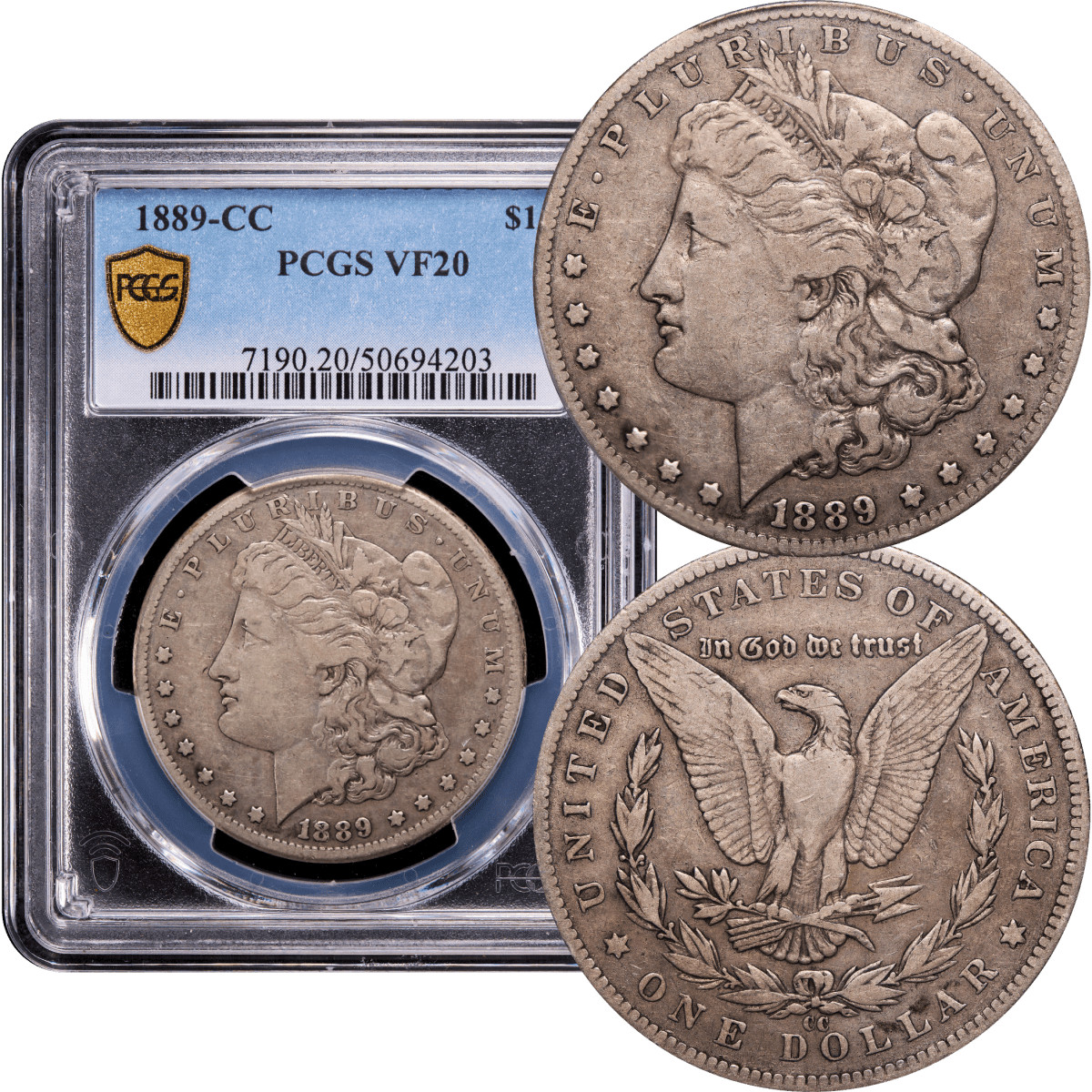 1890年CC アメリカ合衆国カーソンシティ造幣局モーガンドル銀貨 1884年