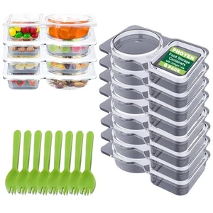 8 Sets Double Compartment Condiment Container with Lids, Mini Plastic Snack C... - Picture 1 of 6