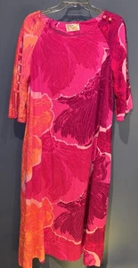 Damen 16 Vintage Kleid 1960 rosa Blumen Kiyomi Hawaii, langes Libery House - Bild 1 von 8