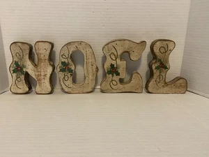 Christmas Hand Painted Individual Rustic Wooden Letters - Noel Signed - Picture 1 of 3