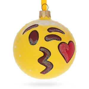 Cheeky Wink and Kiss Facial Expressions Glass Ball Ornament 3.25 Inches - Picture 1 of 4