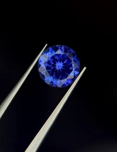 8.32 Ct AAA+ Certified Natural Rare Lustrous Blue Tanzanite Round Cut Gemstone - Picture 1 of 2