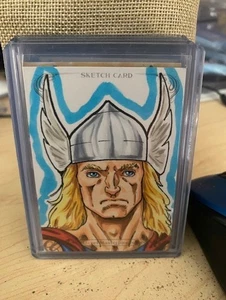 2018 Marvel Masterpieces sketch Thor by Tom Amici 1/1 - Picture 1 of 1