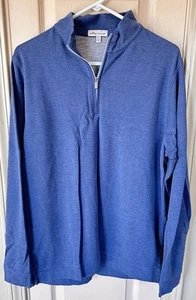 Peter Millar 1/4 Zip Blue Lg Mens Long Sleeve Pullover Golf Sweater - Picture 1 of 5