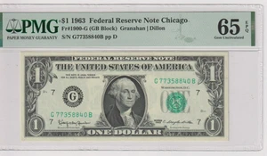 Fr 1900-G (GB) 1963 $1 FRN G77358840B bp469 PMG 65EPQ GEM CU CHICAGO NON MULE - Picture 1 of 2