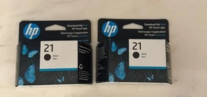 Paquete de 2 cartuchos de tinta originales HP 21 negros, ~190 páginas, C9351AN#140 caducan diciembre 2026 - Imagen 1 de 2