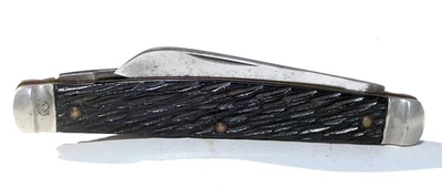 Cuchillo de medio congreso vintage Schrade Walden 774 hueso semilla de melocotón 2 Bld Foto 1 de 4