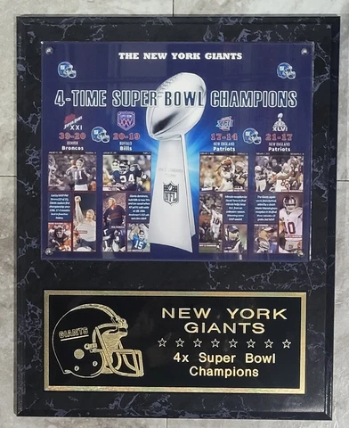 New York Giants 4 Time Super Bowl Champions 12" x 15" Plaque Cover