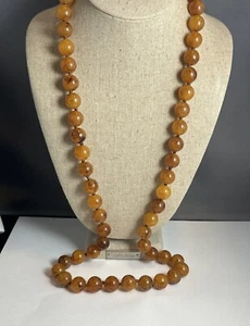 Vintage 34 Zoll Faux Bernstein Lucite Halskette - Bild 1 von 9