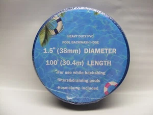 Pool Rückspülwasserablaufschlauch 1,5" x 10' flach liegend blau Schellen neu versiegelt - Bild 1 von 5