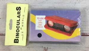 NOS Vintage Binoculars By Le World 3x25mm Plastic Folding Compact Red - Picture 1 of 12