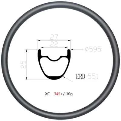 Cubierta de carbono para bicicleta de montaña MTB 27,5er 650B 27*25 mm 24 28 32 agujeros Foto 1 de 4