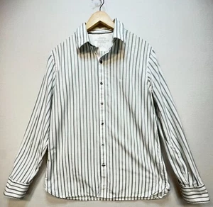 American Eagle Mens Button Up Shirt Vintage Fit Size L White Stripe Long Sleeve - Picture 1 of 10
