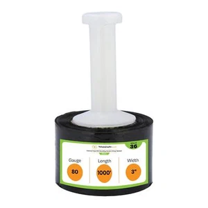 Cast Narrow Banding Stretch Wrap 3"x1000' 80 Gauge 36 Rolls Black Shrink Film - Bild 1 von 9