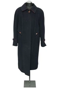 Ladies Loden Coat 19 Blue Dark Blue Uni Long Single Row Loden with Wool - Picture 1 of 5