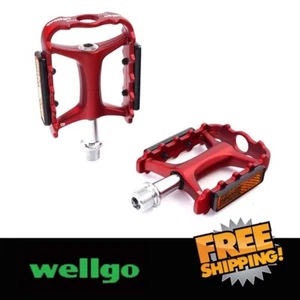 Wellgo M111 Aluminum 9/16" MTB Sealed Bearing Pedals - Red - Picture 1 of 3