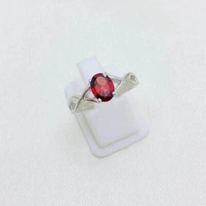 1.70 Ct Natural Garnet Valentine's Day Prong Ring 925 Sterling Silver - Picture 1 of 5