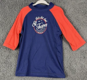 Janie Jack Boys Rash Guard Swim Top Shirt UPF Navy Orange Tropez Sail Beach 4 4T - Picture 1 of 8